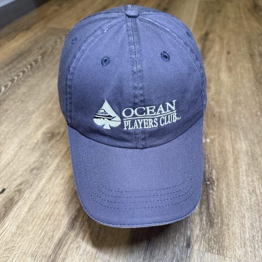 Ocean‎ Player Club Poker Hat Navy Blue White Adj Strap Degen Gamble Spade